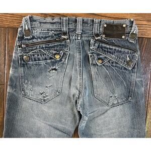 Army Of No! Mens Japanese Selvedge Denim Distressed Indigo Dyed Jeans Size 32X33